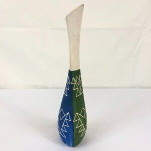 Native American Multi Colored Pottery Vase Signed M Black Tail Deer SD …